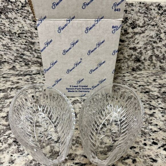 Vintage crystal spoon and fork holders by Princess House - Picture 2 of 3